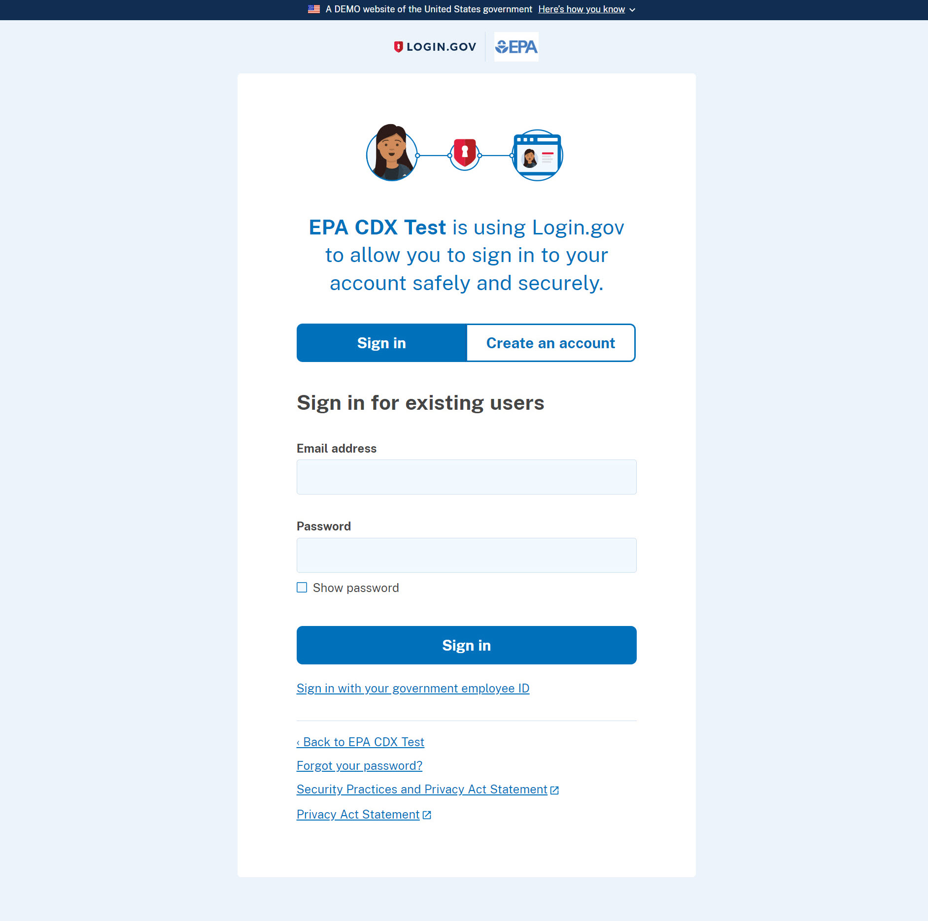 Login.gov page